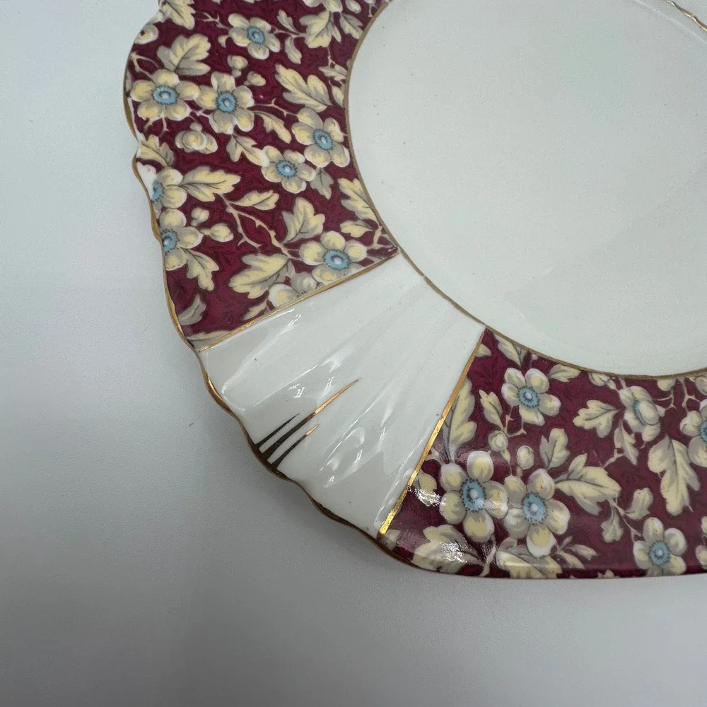 Royal Albert Brocade Art Deco Serving Plate Square Scalloped Floral Platter